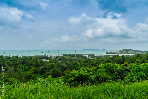 Beautiful view of Ao Makham (Makham bay) and Panwa cape, view from Kao Khad- Ao Yon Rural Road, Tambol Wichit, Amphur Mueang Phuket, Phuket Province, Thailand. photo