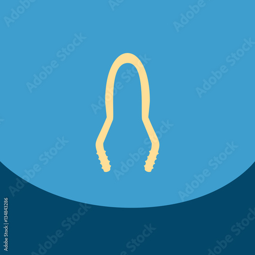 Flat icon with dark shadow forceps for hookah charcoal. Hookah accessories, vector illustration