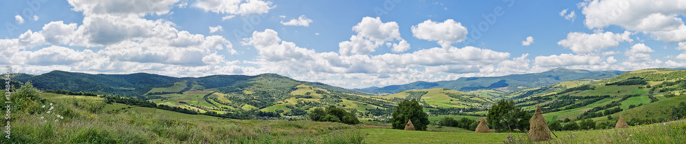 Carpathian mountain summer panorama landscape cloudy day
