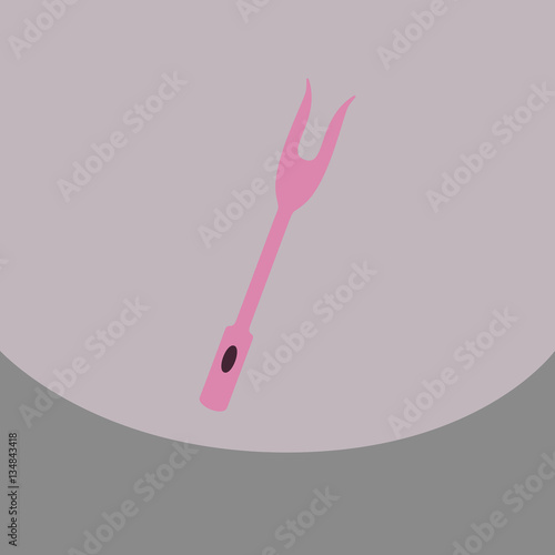 Large Fork with Wooden Handle on a color Background Vector Illustration yoke