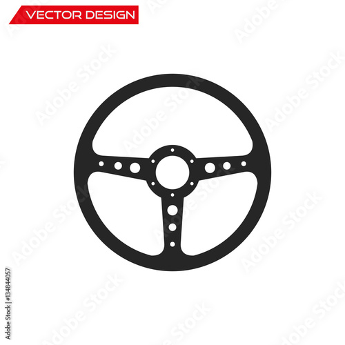 Fototapet Vector Sport Steering Wheel icon, isolated on white background