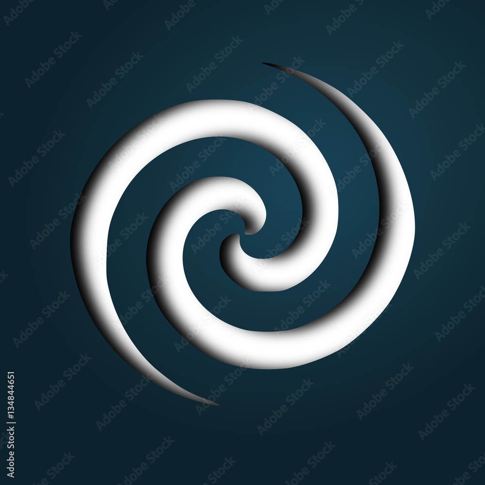 White spiral at dark blue background with shadow White spiral at dark blue background with shadow