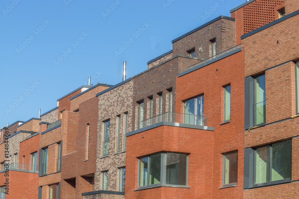 Obraz premium Fassade eines modernen Wohngebäudes in Hamburg, Deutschland