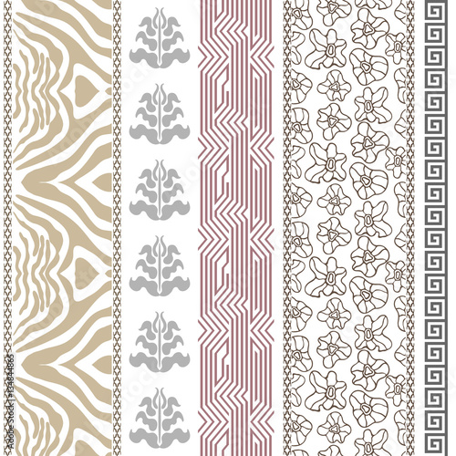 Art deco vintage silk wallpaper with ethnic motifs and bohemian elements.