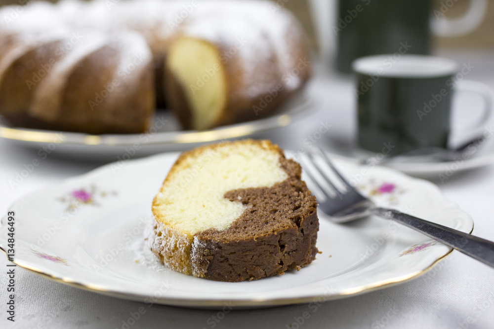 Slice of marble cake