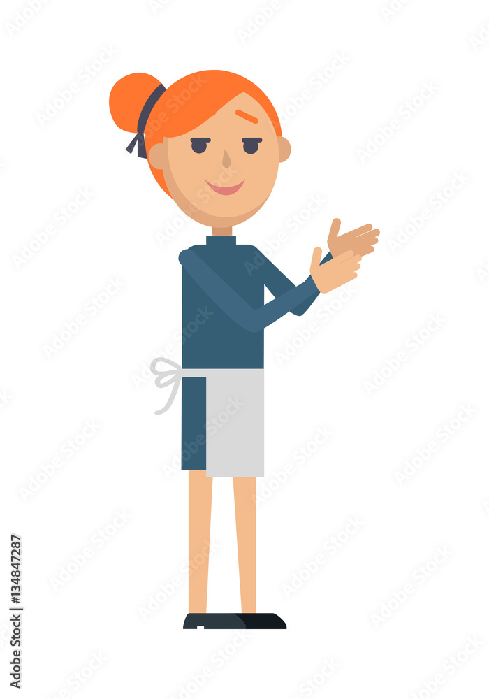 Waiter or Cook Character Flat Style Vector Icon Waiter or Cook Character Flat Style Vector Icon
