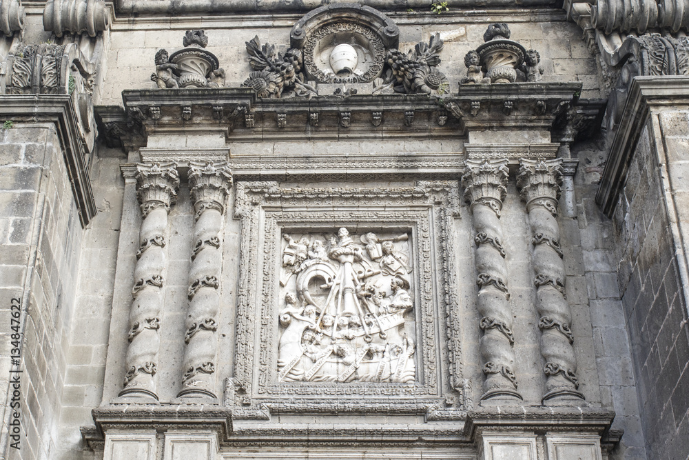 Facade of the Metropolitan Cathedral in Mexico City - Mexico (North America)