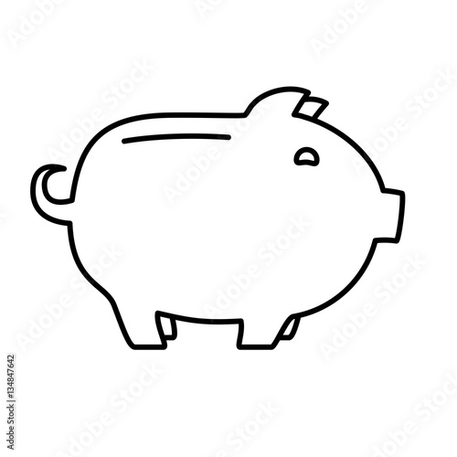 Piggy bank or money box symbol. Thin line linear vector illustration