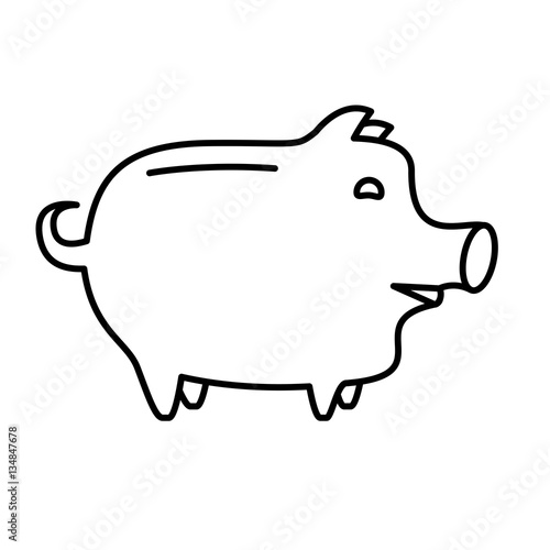 Piggy bank or money box symbol. Thin line linear vector illustration