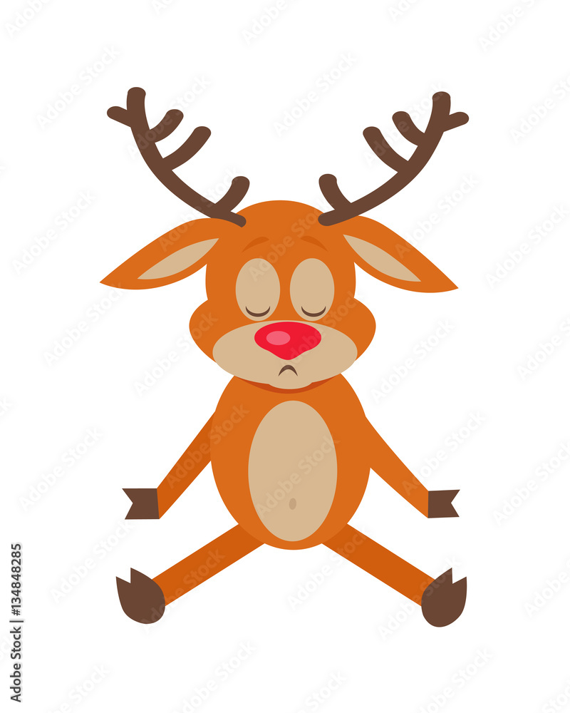 Meditating Deer Cartoon Flat Vector Illustration Meditating Deer Cartoon Flat Vector Illustration