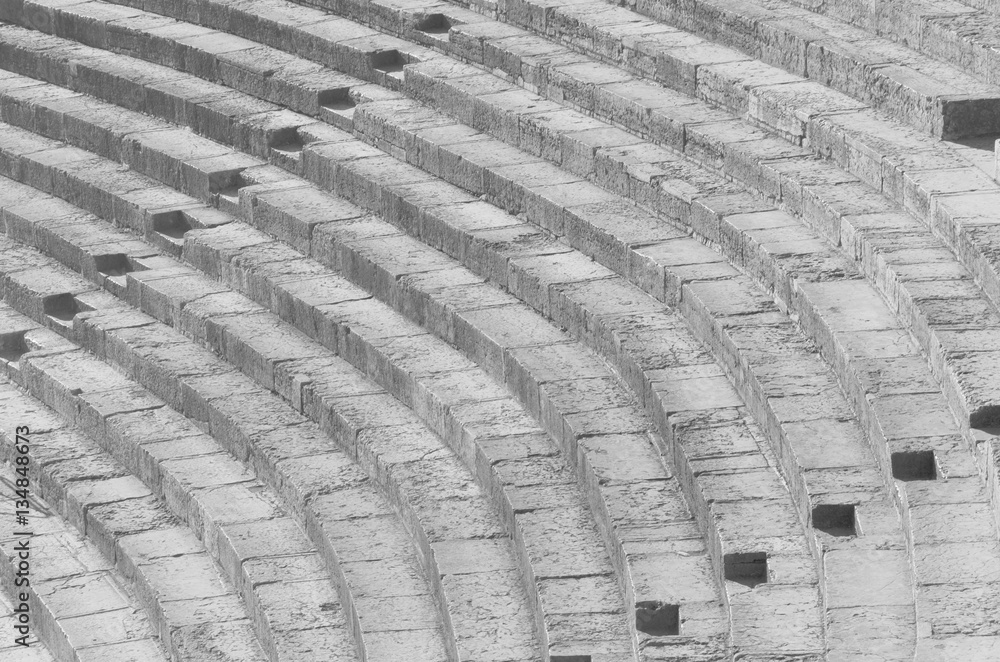 Fototapeta premium Curved black and white stairs in roman theatre