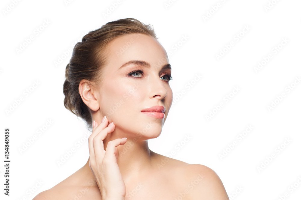 beautiful young woman touching her face beautiful young woman touching her face