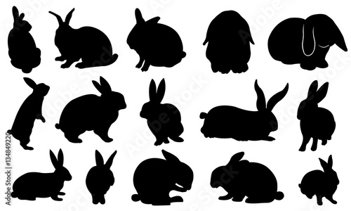 Easter bunny silhouette set isolated on white