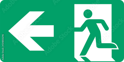 ISO 7010 E001 Emergency exit (left hand)