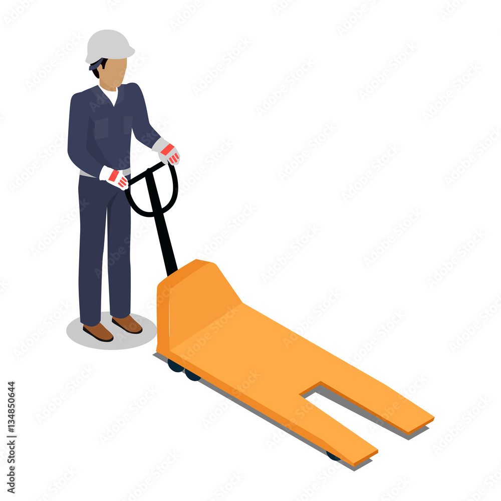 Warehouse Worker with Empty Electric Forklift Warehouse Worker with Empty Electric Forklift