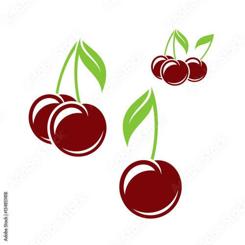 Cherry. Isolated berries on white background