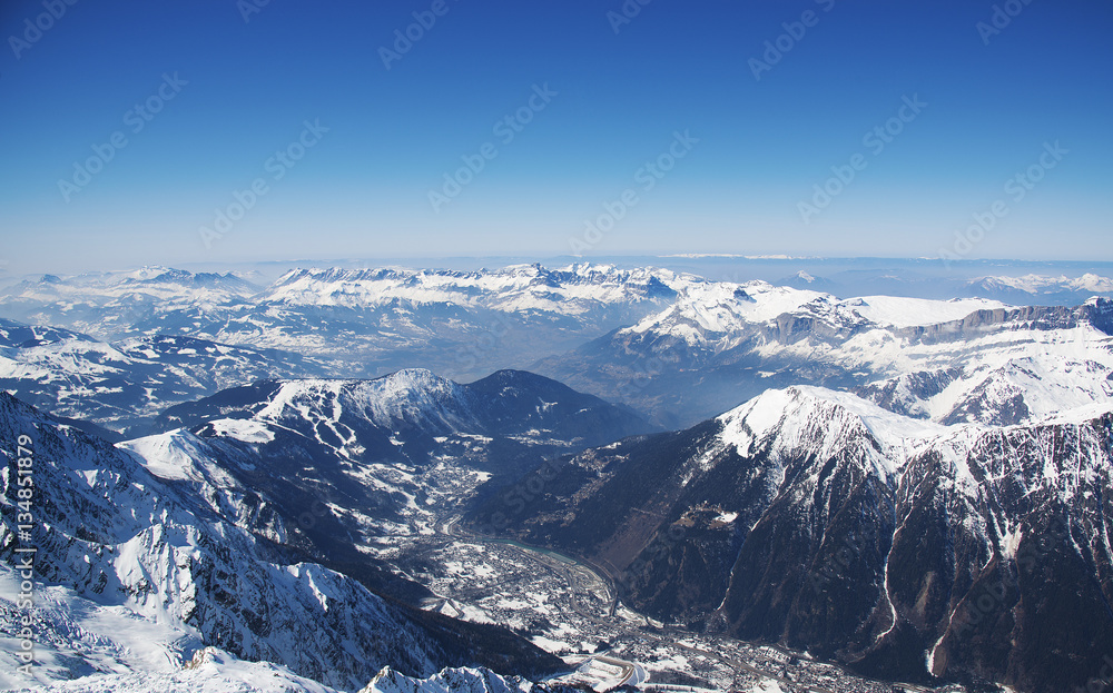 Chamonix Valley from the Aiguille du midi station Chamonix Valley from the Aiguille du midi station