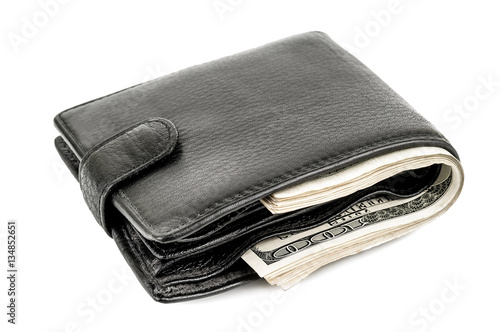 black wallet, dollars