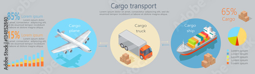 Cargo Transport Isometric Infographics Elements