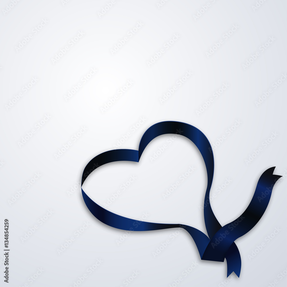 Heart made of ribbon Vector illustration Blue satin ribbon in heart shape on white background Realistic style Heart made of ribbon Vector illustration Blue satin ribbon in heart shape on white background Realistic style