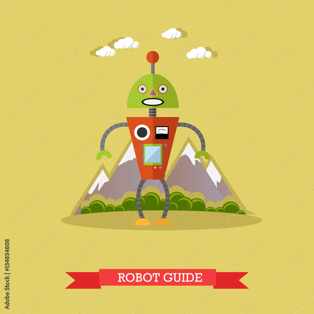 Vector illustration of robot guide, flat design