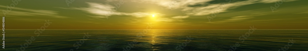 Beautiful sea sunset, panoramic ocean sunrise
