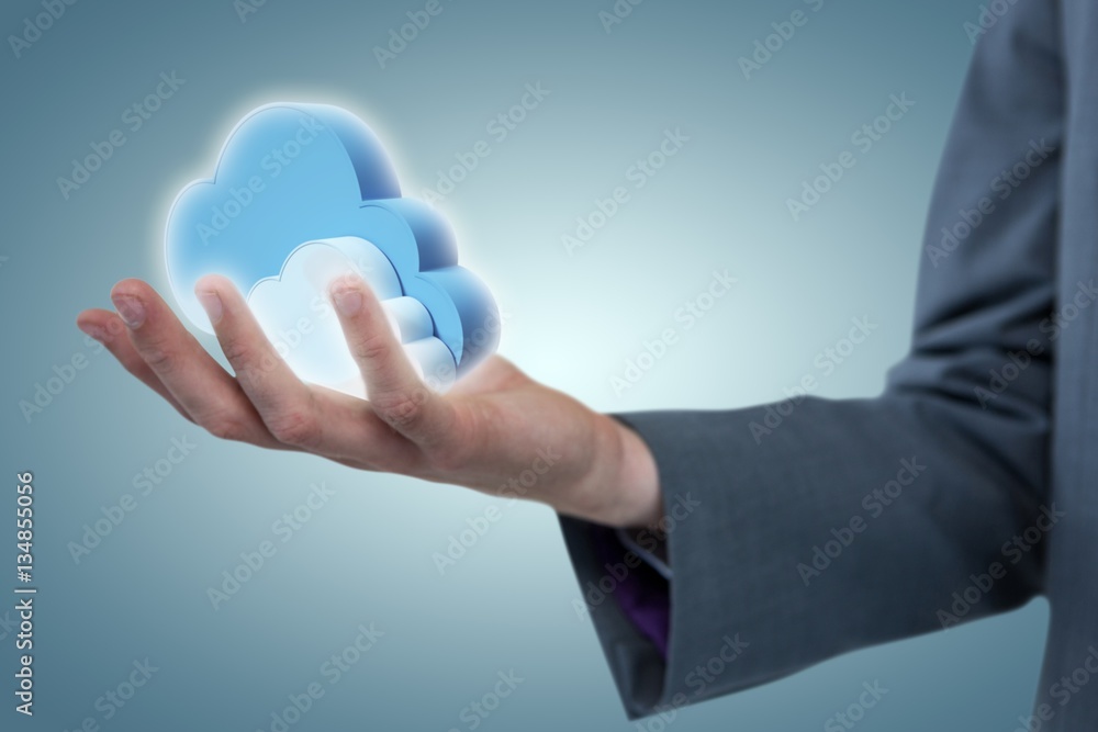 Composite image of cropped image of businessman offering 3d Composite image of cropped image of businessman offering 3d