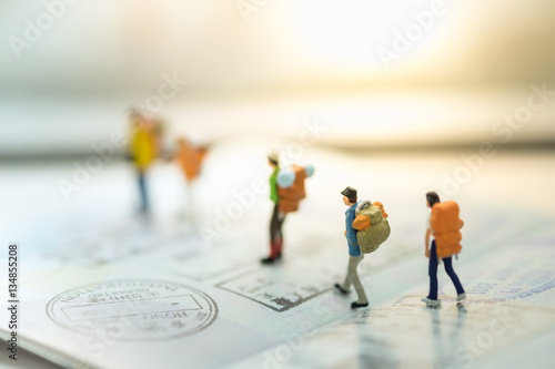 Travelling concepts. Group of traveler miniature mini figures wi photo