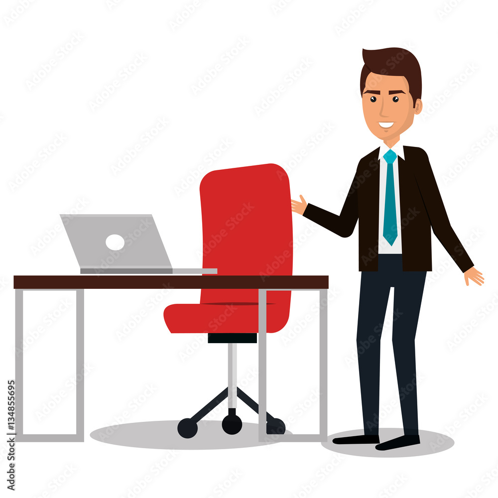 businessman working in computer vector illustration design businessman working in computer vector illustration design