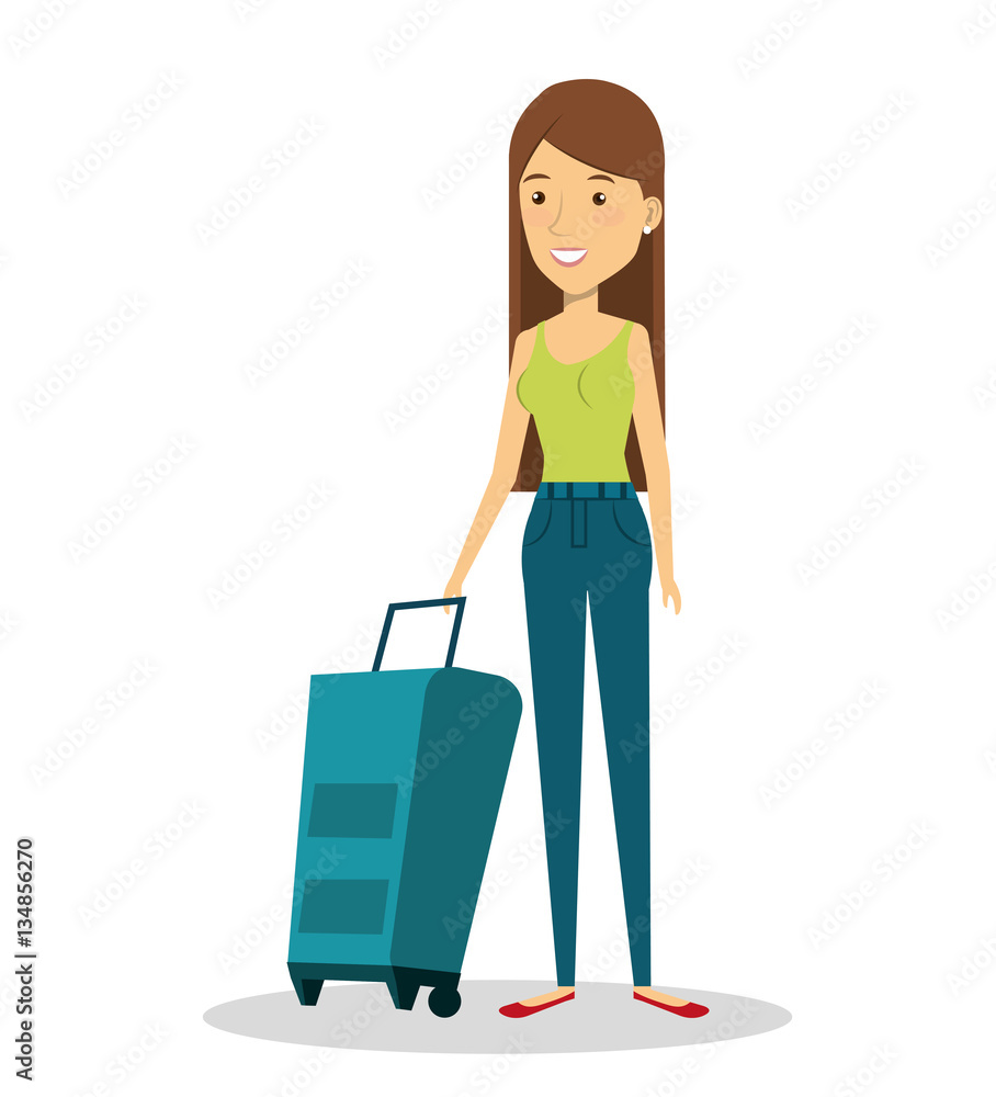 person with travel suitcase vector illustration design person with travel suitcase vector illustration design