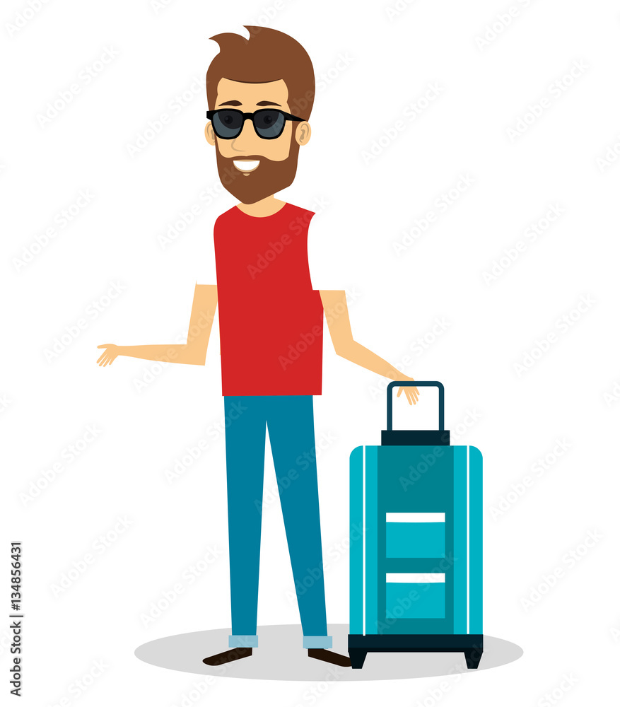 person with travel suitcase vector illustration design person with travel suitcase vector illustration design