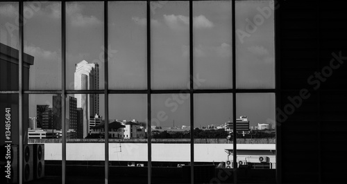 Black and white abstract Windows view .