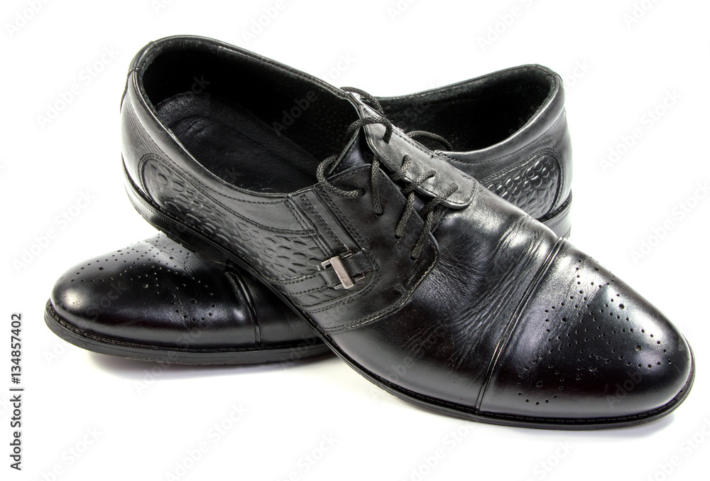 Male black shoes isolated on white Male black shoes isolated on white