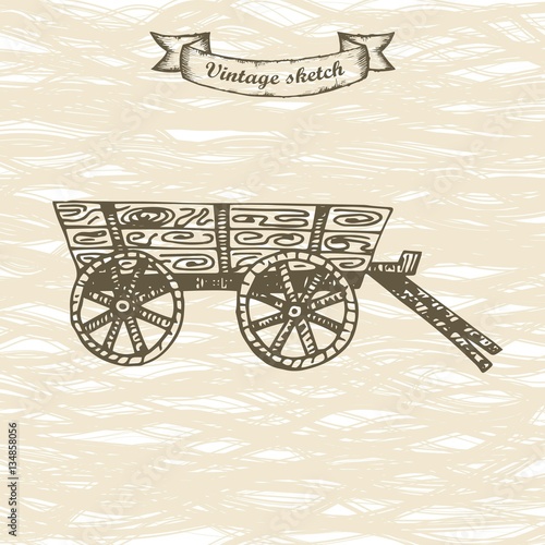 carriage horse sketch. vector illustration