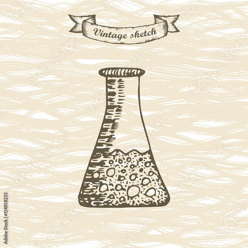flask chemical sketch. vector illustration