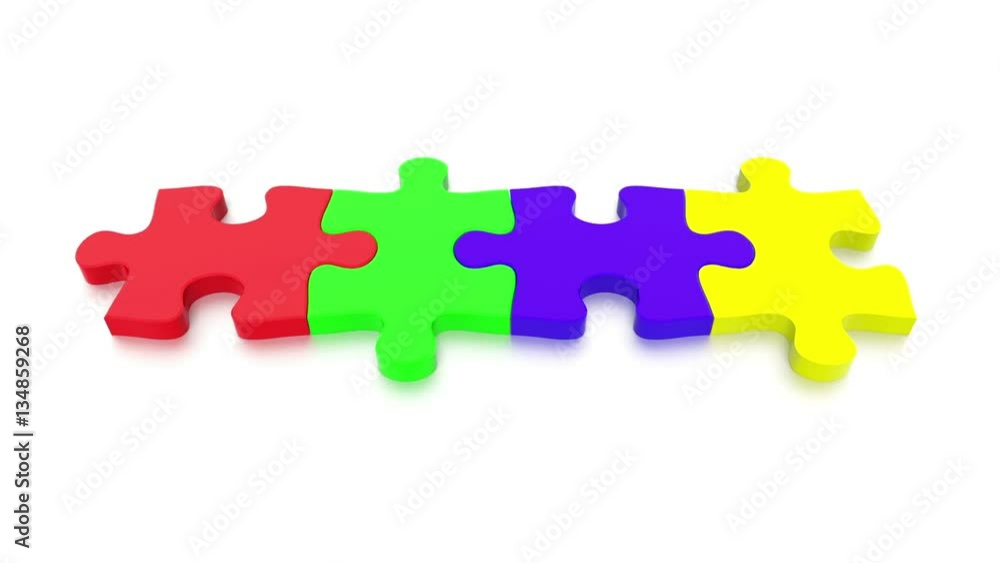 3D rendered video of a Jigsaw Puzzle solving in as concept, depicting teamwork and connection 3D rendered video of a Jigsaw Puzzle solving in as concept, depicting teamwork and connection