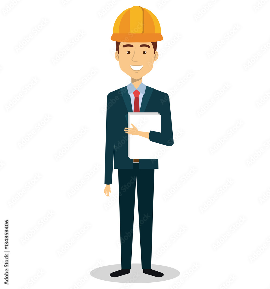 male builder avatar character vector illustration design