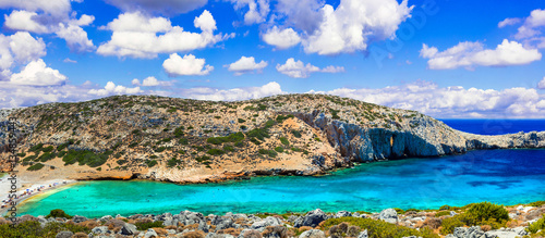 Fototapeta Naklejka Na Ścianę i Meble -  wild crystal beaches of Greece - Kounoupa in Astypalea island