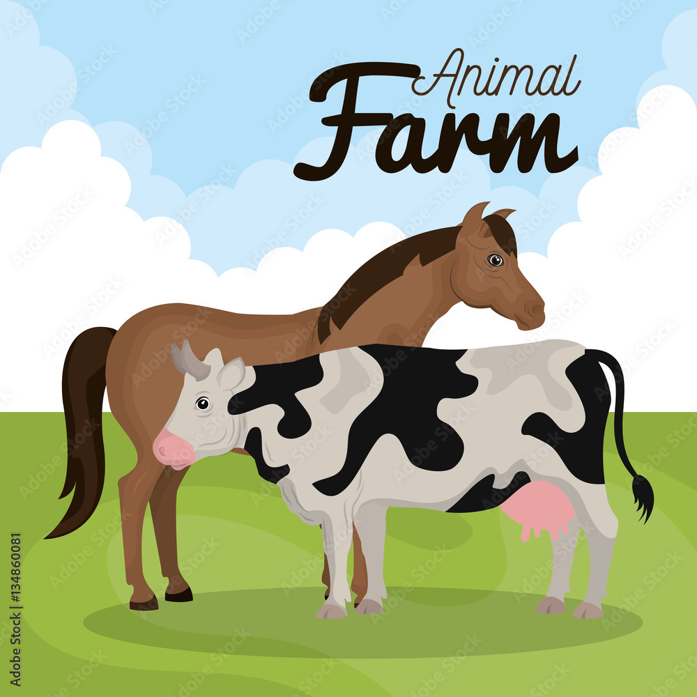 animals farm in the field vector illustration design animals farm in the field vector illustration design