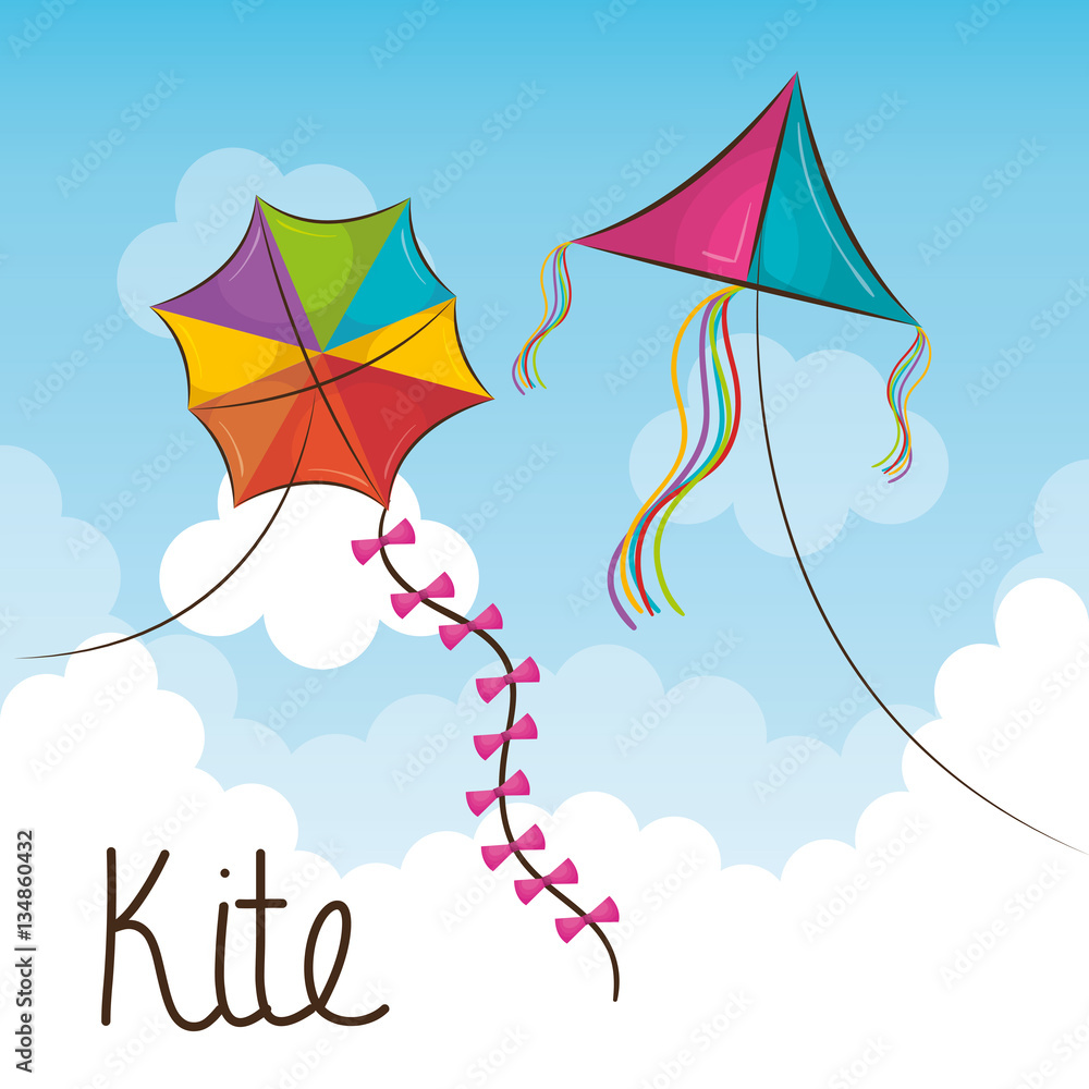 kite flying in the sky vector illustration design Adobe Stock