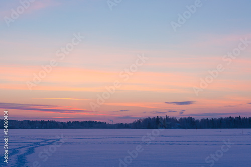 Serene sunset sky at winter © Juhku