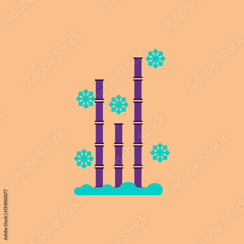 Chinese bamboo Vector illustration of bamboo and snow in flat style