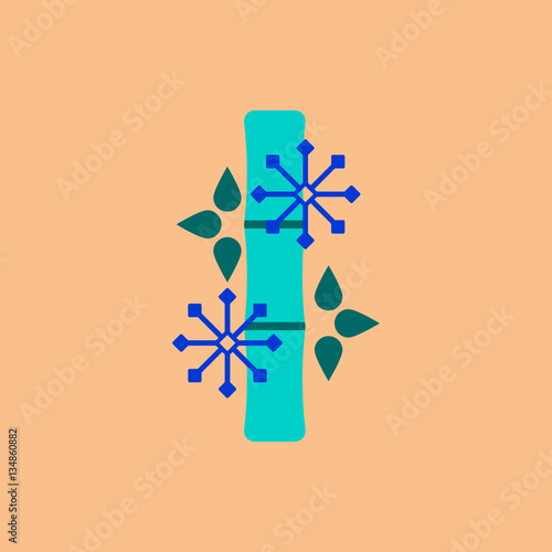 Chinese bamboo Vector illustration of bamboo and snowflakes in flat style