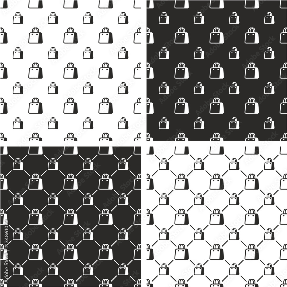 Shopping Bag or Paper Bag Big & Small Seamless Pattern Set Shopping Bag or Paper Bag Big & Small Seamless Pattern Set