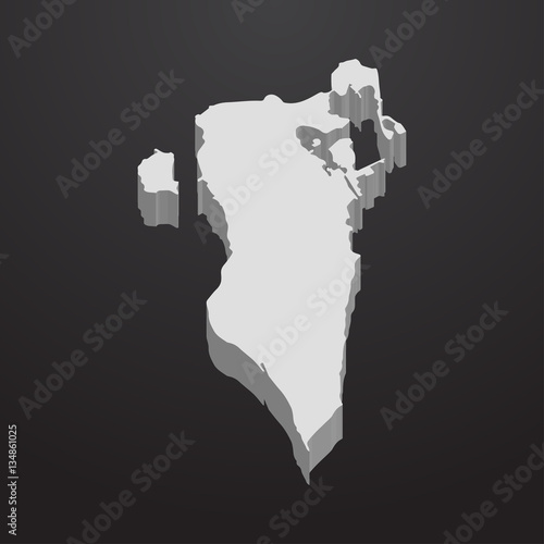 Bahrain map in gray on a black background 3d