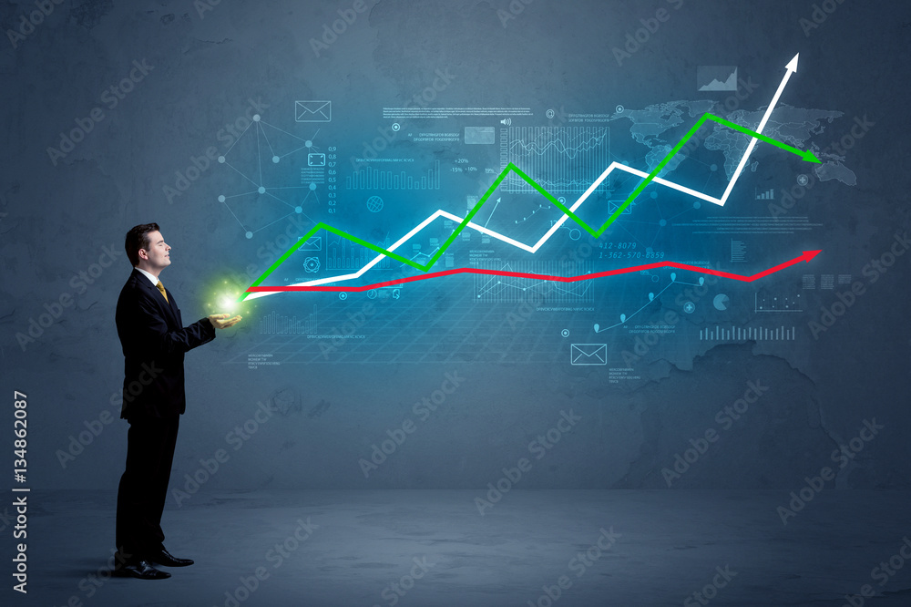 Business man holding stock-market Business man holding stock-market