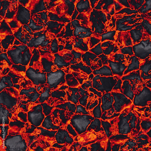 The stream fiery lava and black stones.