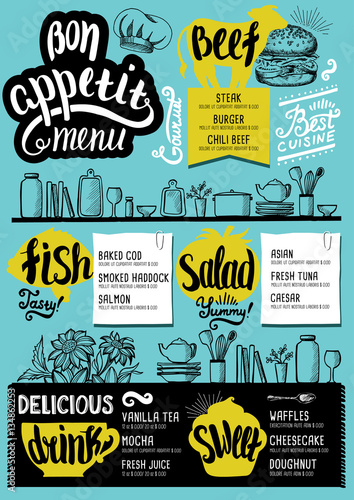 Menu restaurant, food template.