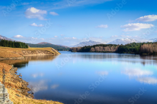 Fototapeta Naklejka Na Ścianę i Meble -  Cloud reflections in a lake in Scotland