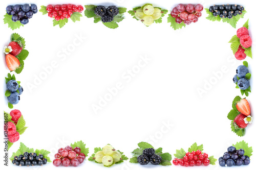 Beeren Erdbeeren Himbeeren Trauben Weintrauben Rahmen Früchte T